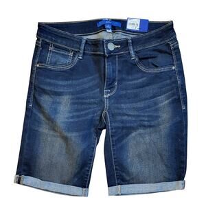 NWT APT 9 Womens Size 4 Bermuda Shorts Dark Wash Cuffed Mid Rise